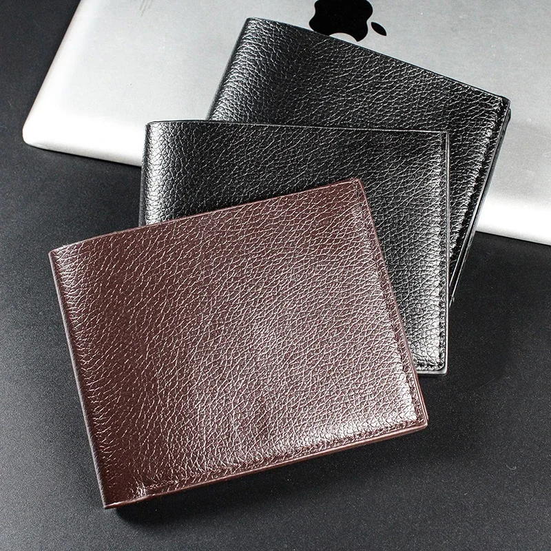 Men's Wallet Genuine Leather Men Wallets Premium Product Real Cowhide Wallets for Man Short Black Walet