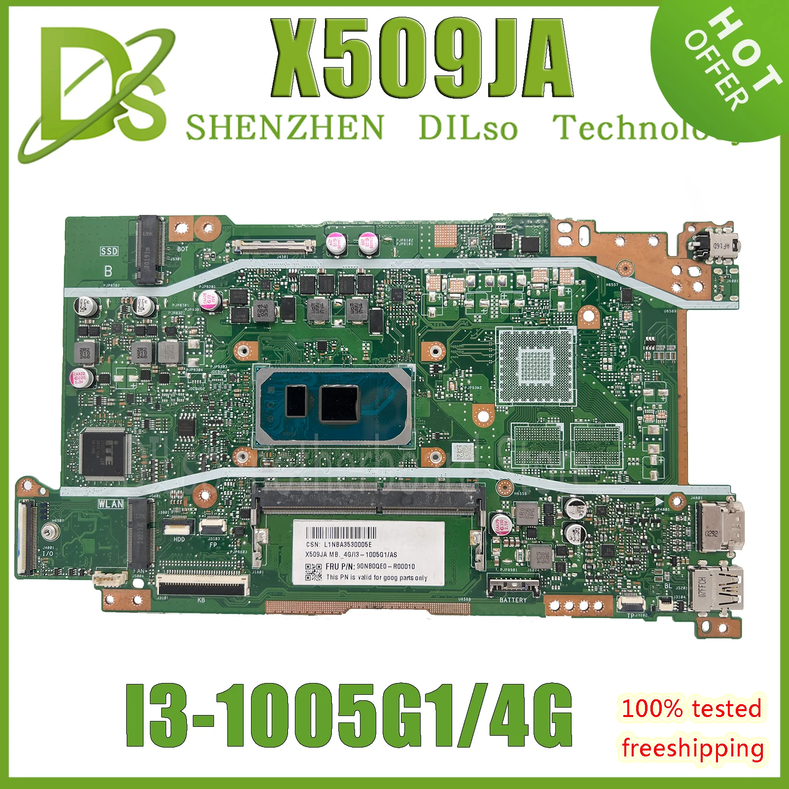 KEFU X509JA Mainboard I3-1005G1 I5-1035G1 i7-1065G7 4GB-RAM For ASUS F409J X509J X409JA X509JP X409JP X509JB Laptop Motherboard