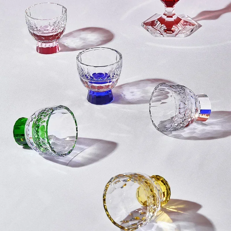 Light luxury diamond faceted tea cup, crystal glass teacup, high-end anti-scalding tea set