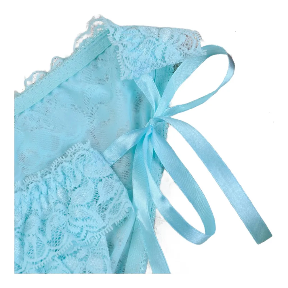 

Женские трусики-стринги с тонким поясом и двойной кружевной отделкой, низкая посадка, однотонные, с прозрачной сеткой, женское нижнее белье