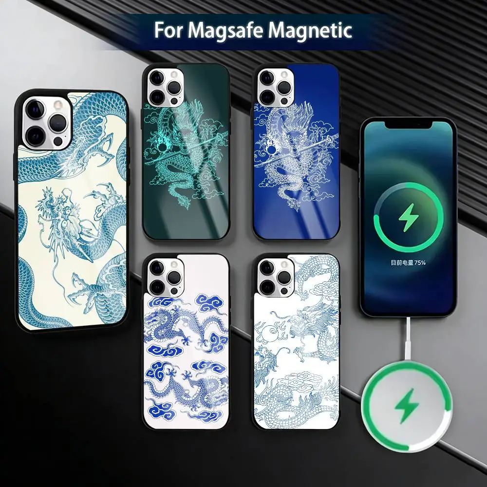 

Чехол для телефона Black Dragon C-Chinese Loong для iPhone 17, 16, 15, 14, 13, 12, 11 Plus, Pro, магнитный, с беспроводной зарядкой MagSafe
