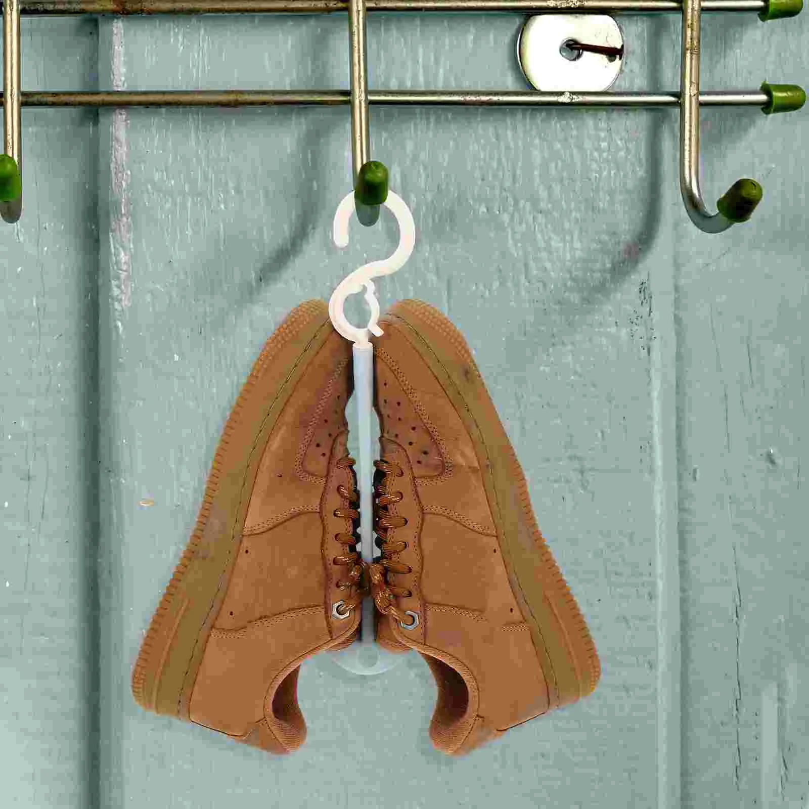 

Plastic Shoe Drying Rack 4 Hooks Portable Hanging Design Spacesaving Balcony Rack for Shoes Slippers Foldable Outdoor