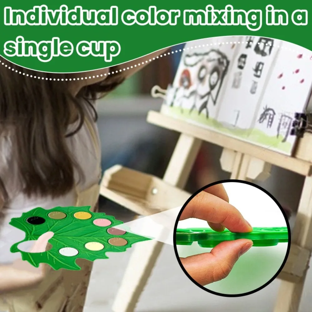 Portable Green Leaf Watercolor Palette Plant Shape Removable Paint Palette Reusable Mixing Tray Oil Paint
