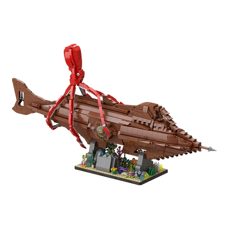 BuildMoc Leagues Under the Sea Nautilus Submarine Building Blocks Unterseeboot Twenty Boat Vessel Bricks Toys For Children Gifts