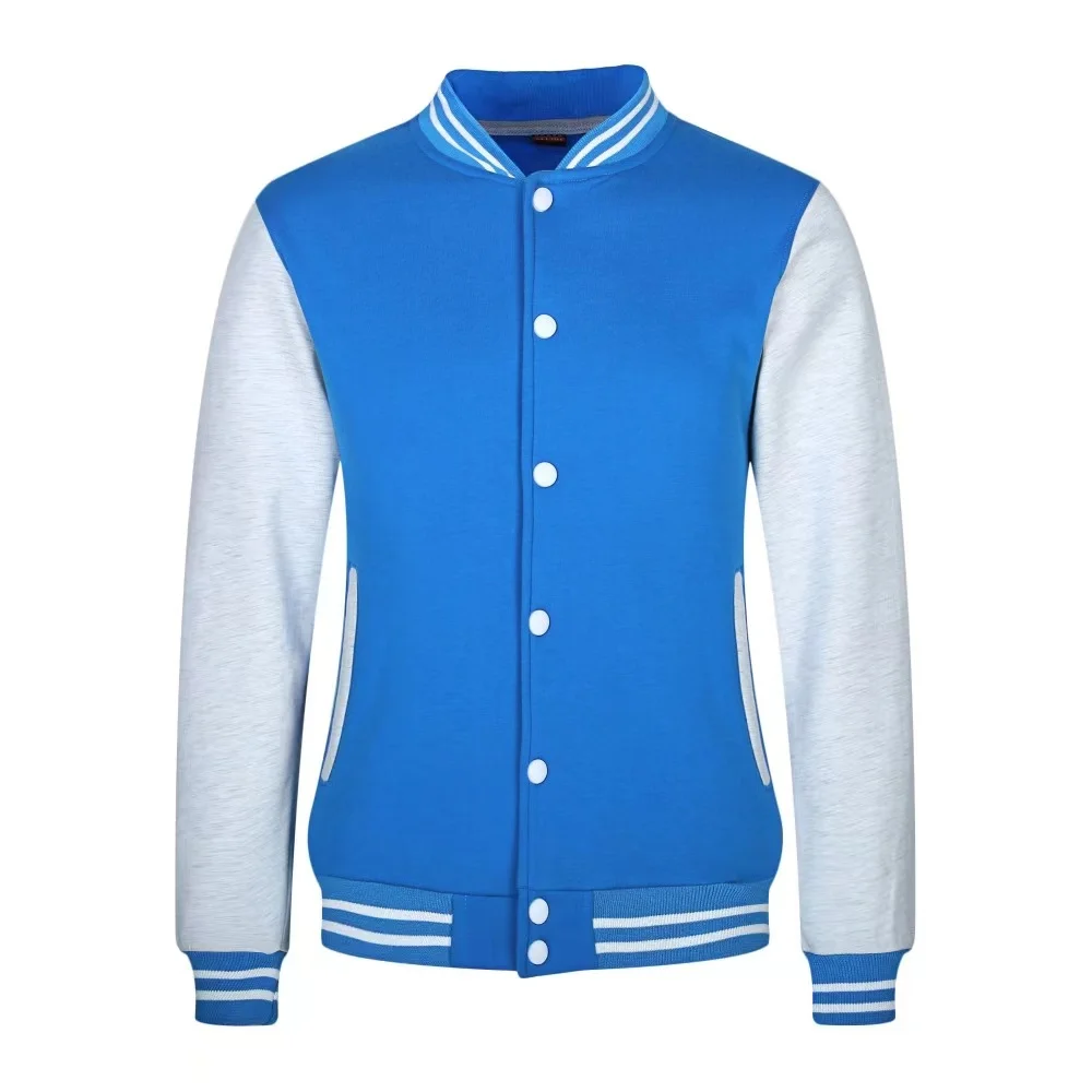 Campus Varsity Jackets Autumn Quality Patchwork Button Fleece Sports Coat Team Baseball Jacket Men Custom Logo