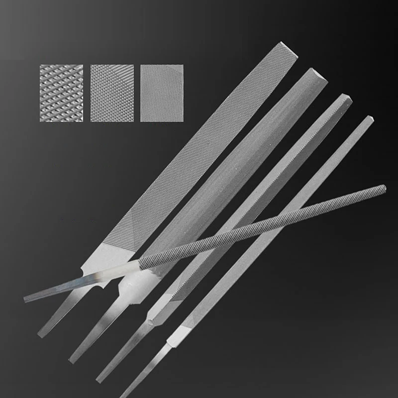 Limas de acero de 6/8 pulgadas para diente medio, accesorios de afilado, alisado y rectificado, planas, semicirculares, triangulares y circulares, 1 unidad