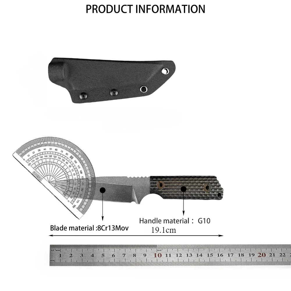 DB Straight Blade Blade Is Made of 8Cr13Mov Material G10 Handle Portable Self-defense Tactical Knife Survival Knife Men's Gifts