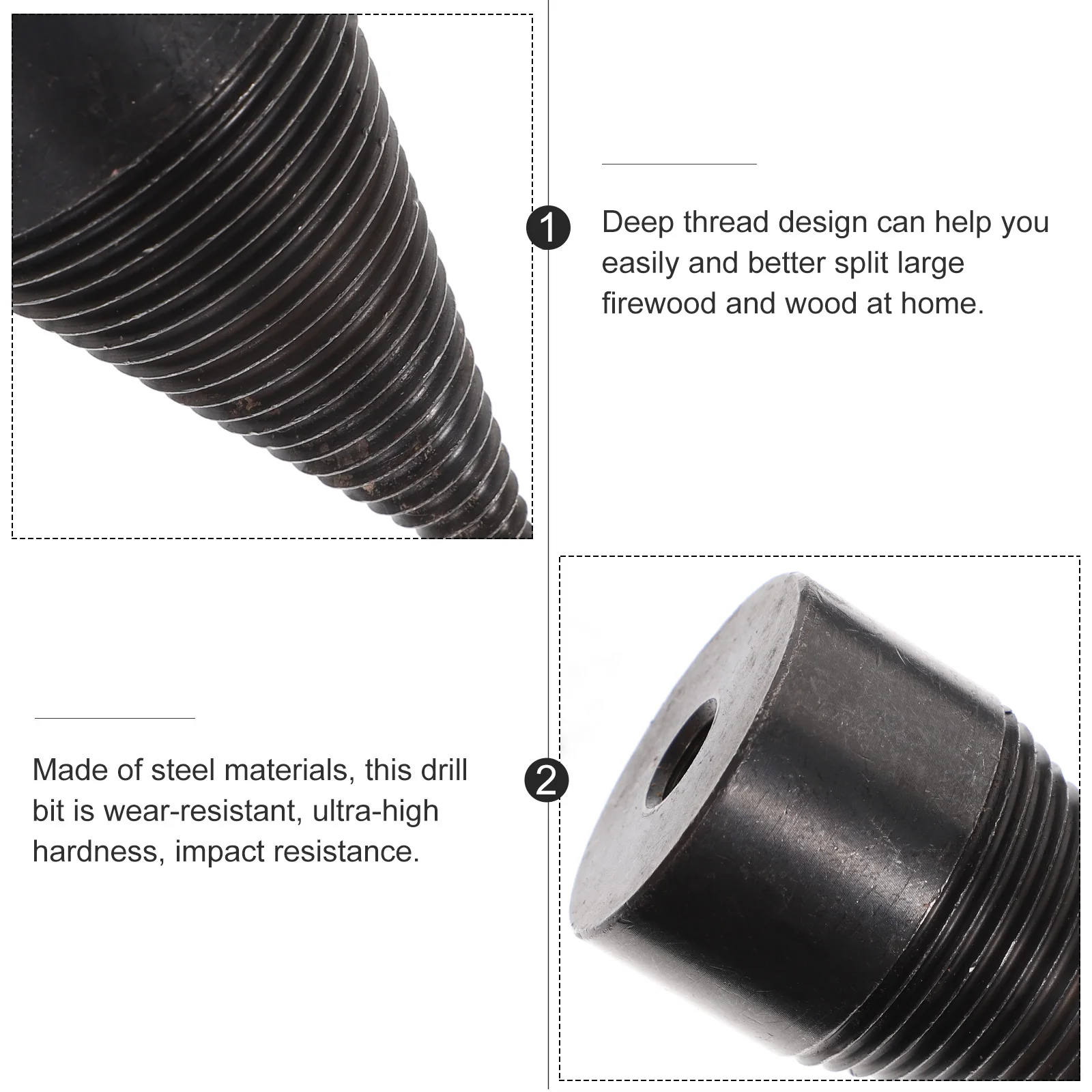 

Carpenter Wood Splitter Drill Bit Firewood Log Tool Wear Resistant Hard Steel Hickory Walnut Sycamore Efficient