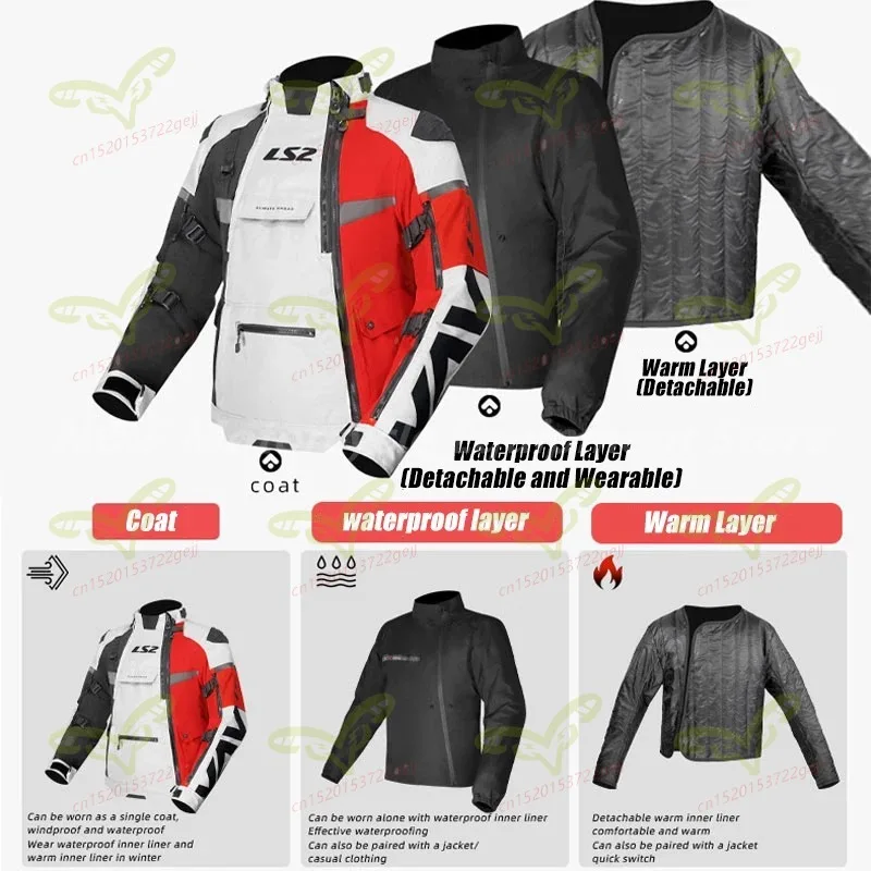 

Men's LS2 Jacket Moto Riding Suit LS2 MJ166 Summer Waterproof Pants Off-road Motorcycle Jacket Rally Racing Jacket All Seasons