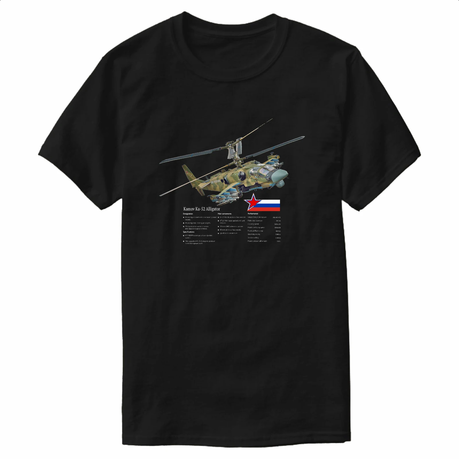 Russian Kamov Ka-52 Alligator Attack Helicopter T-Shirt 100% Cotton O-Neck Summer Short Sleeve Casual Mens T-shirt Size S-3XL