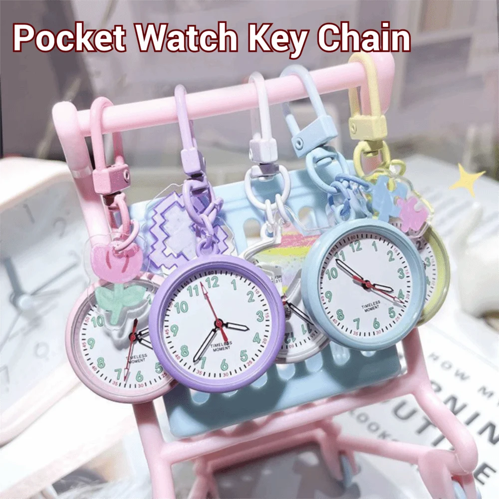 Portable Pocket Watch Key Chain Mini Easy Reading Time-Telling Wall Clock Decoration Silent Quartz Movement Luminous Watch