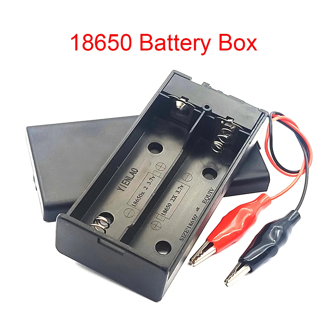 18650 Battery Box 18650 Storage Box 2x18650 Battery Bracket 18650 Case 2 slots, With ON/OFF Switch OR With Crocodile Clip 3.7V