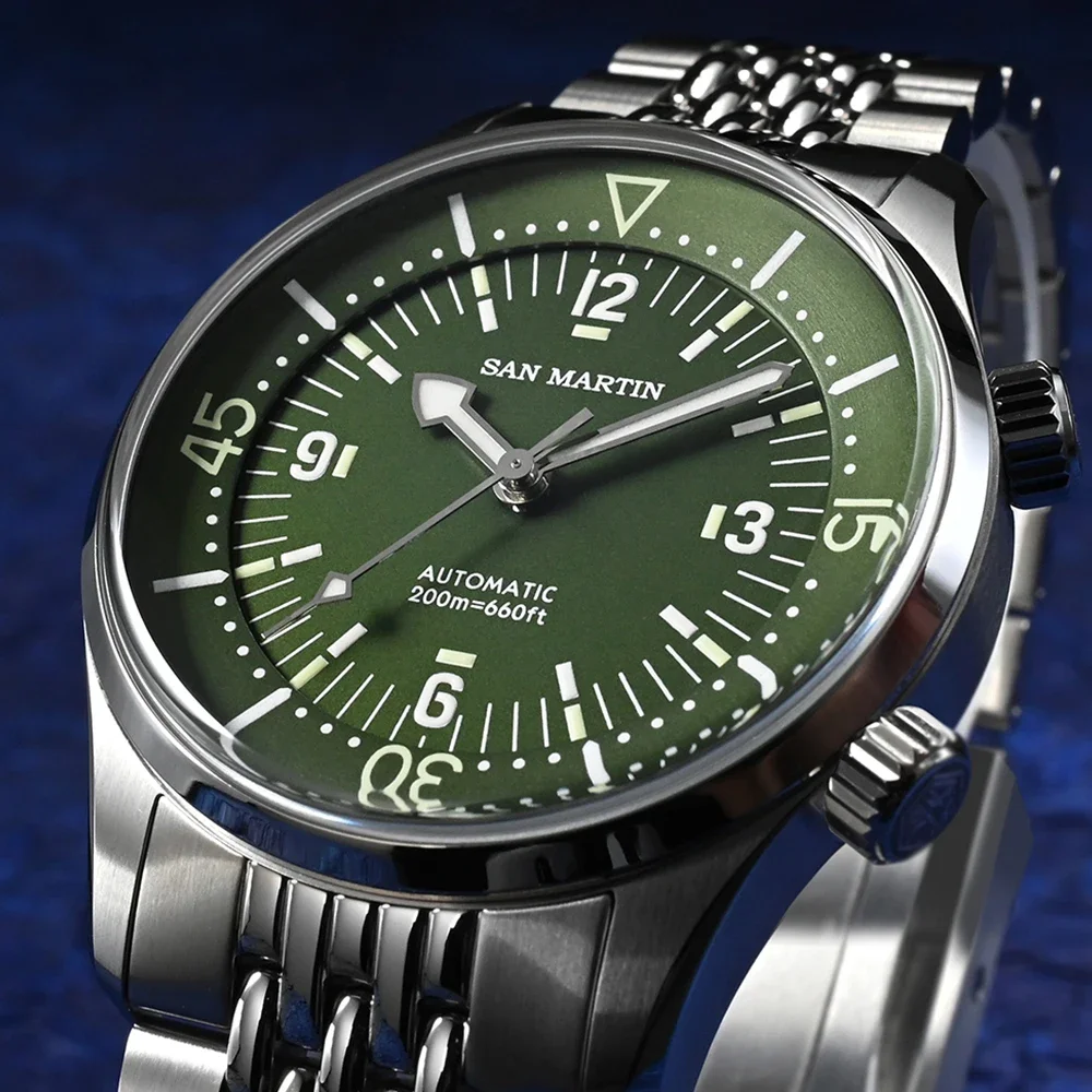 San Martin 39mm Leyenda Diver Watch NH35 Automatic Mechanical Movement AR Sapphire Luminous Waterproof 200m Watches SN0141W