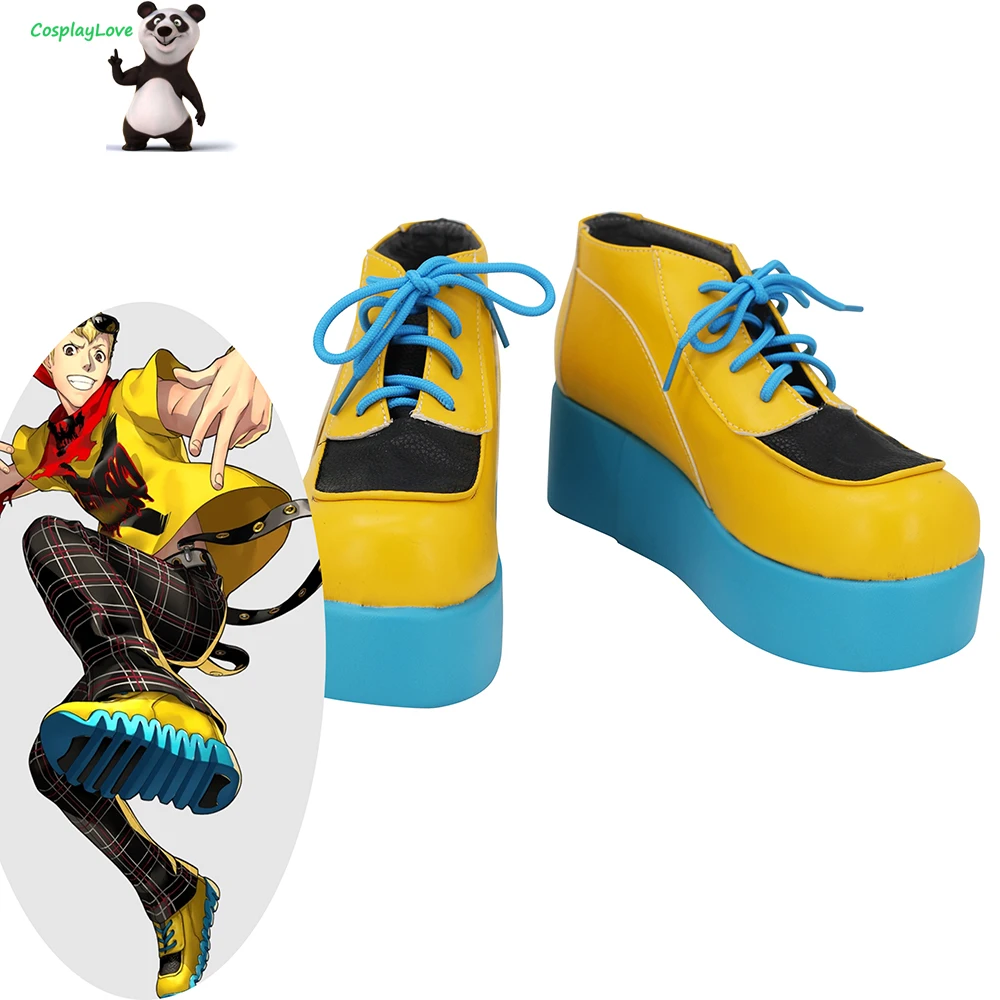 

CosplayLove Persona 5 P5 Sakamoto Ryuji SKULL Yellow Coslay Shoes Long Boots Leather Custom Made