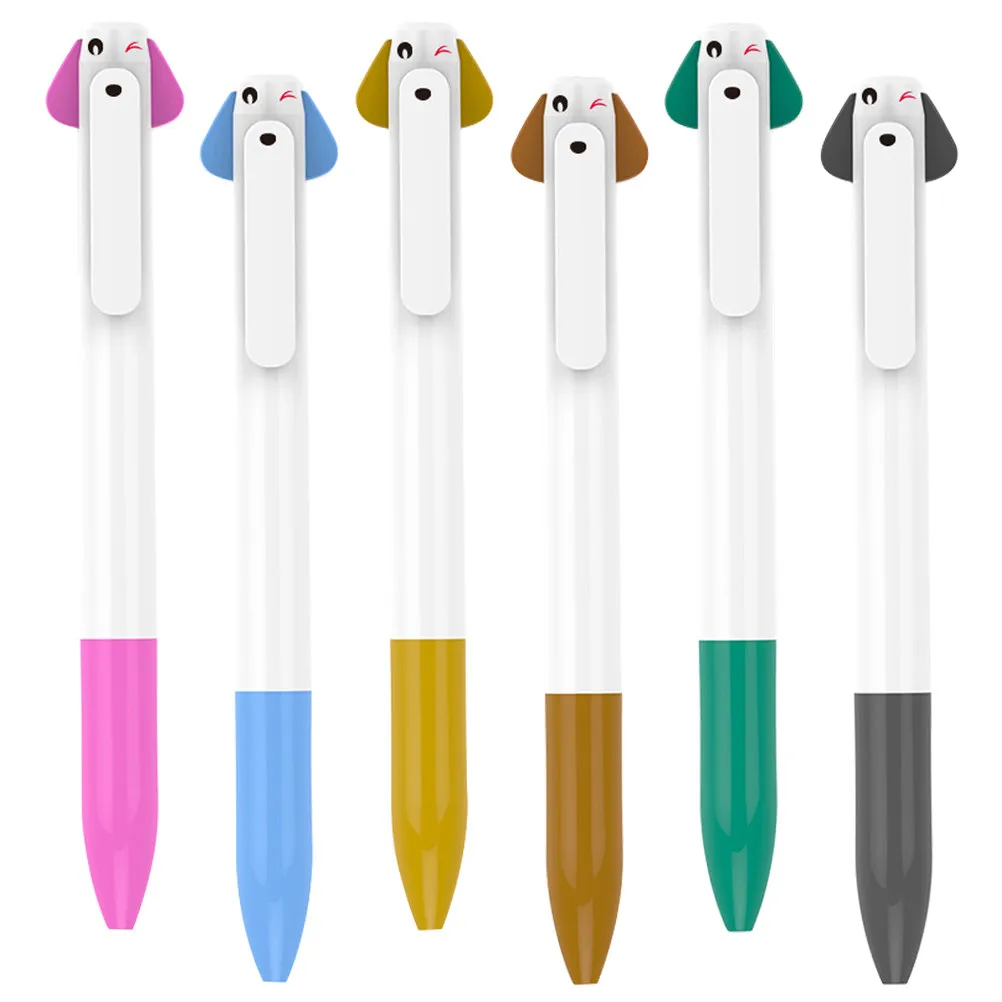 6Pcs Ballpoint Pens Stylish Dog Design Fine Point Smooth Writing Reliable Multi-Function Ergonomic Study Office Pens