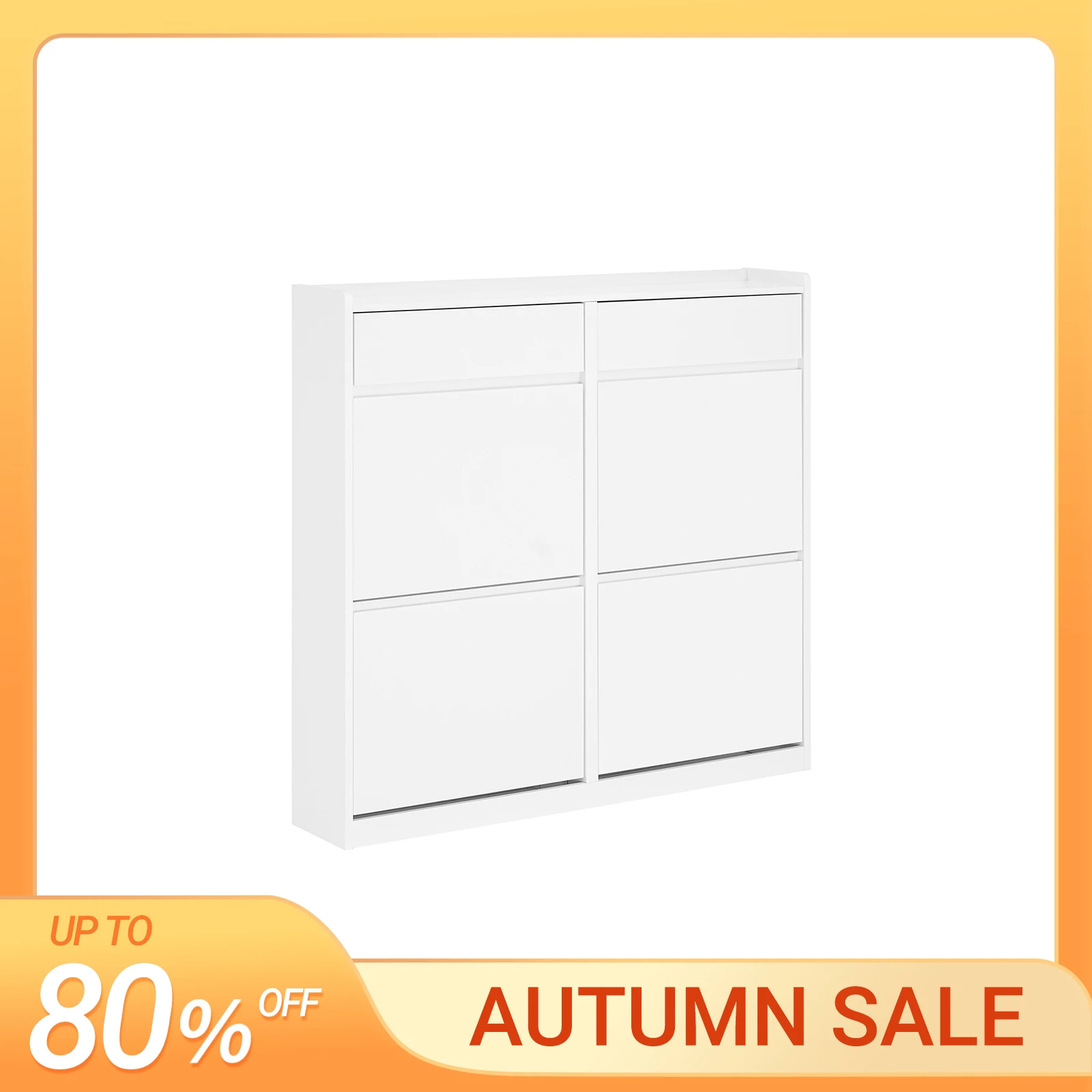 SoBuy FSR169-W Scarpiera a 4 alette stretta 4 spazio di archiviazione Bianco BHT circa 98x95x19 cm