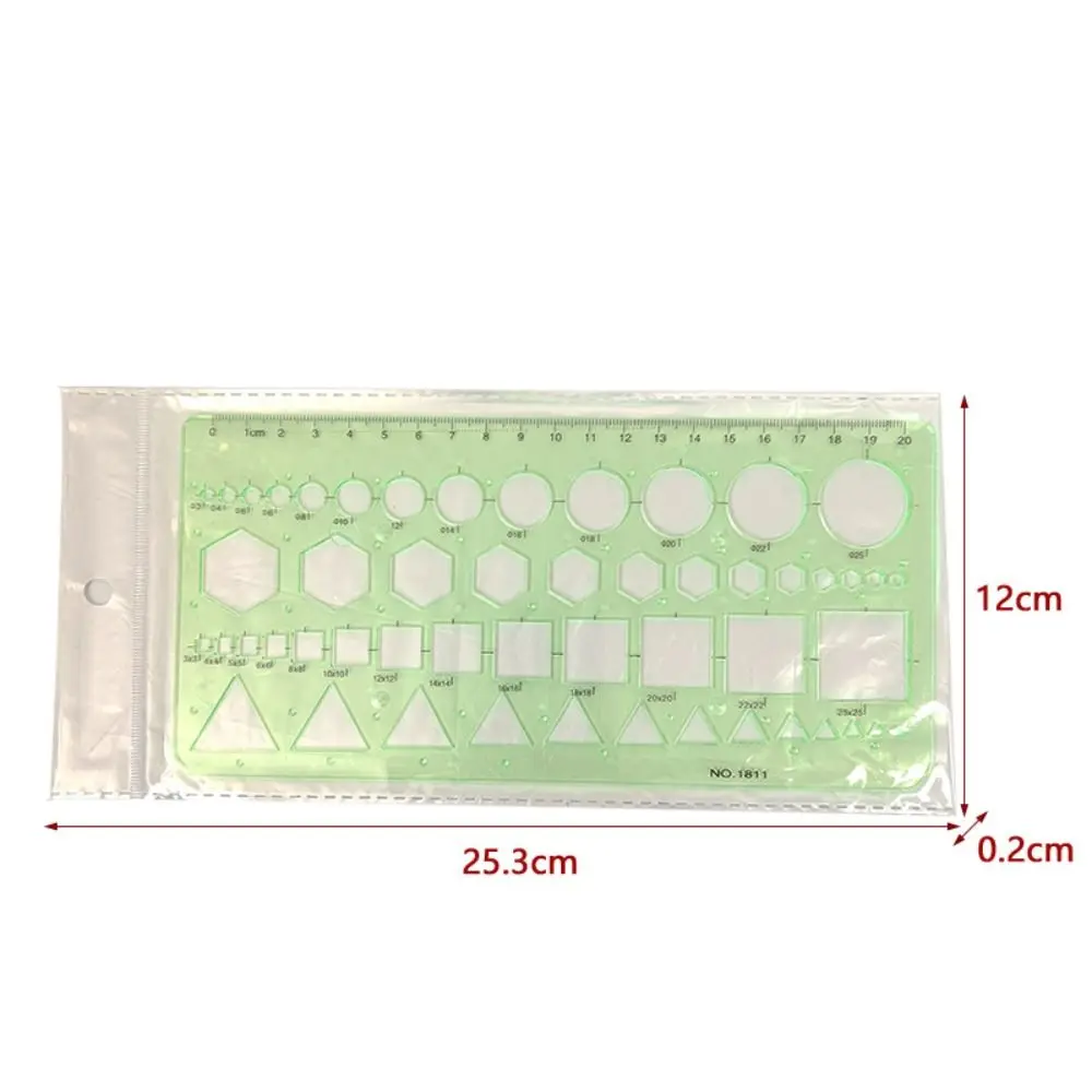 Geometrische Sjabloonliniaal Plastic Meetliniaal Schilderij Tekengereedschap Technische Tekening Briefpapier Cirkel Stencil