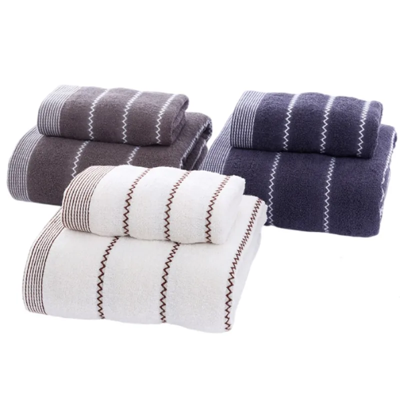 

2pcs Bathroom Towels Set Cotton Geometric Embroidered Bath Hand Face Towel Cover 35x75cm 1pcs and 70x140cm 1pcs Gift Towel 수건 세트