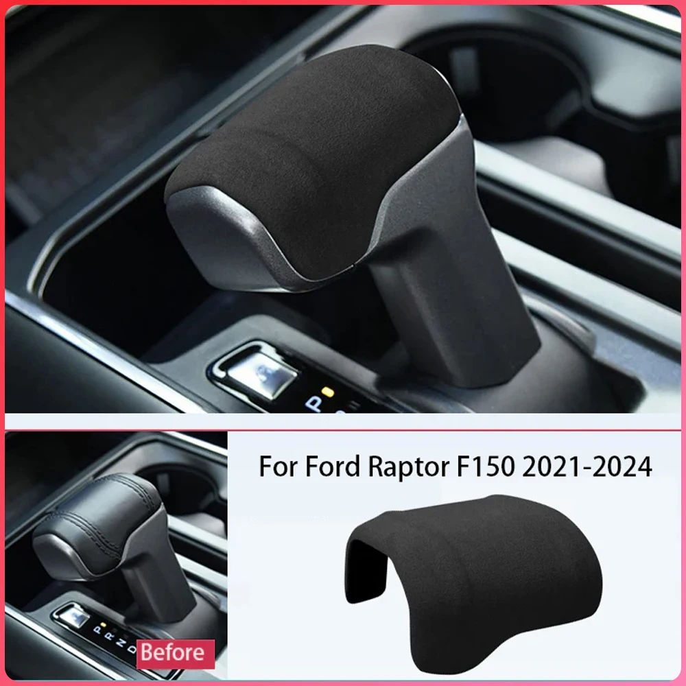 

Black Suede Leather Shift Knob Cover for Ford RAPTOR F150 2021 2022 2023 2024 Gear Handle Protective Sleeve Interior Accessories