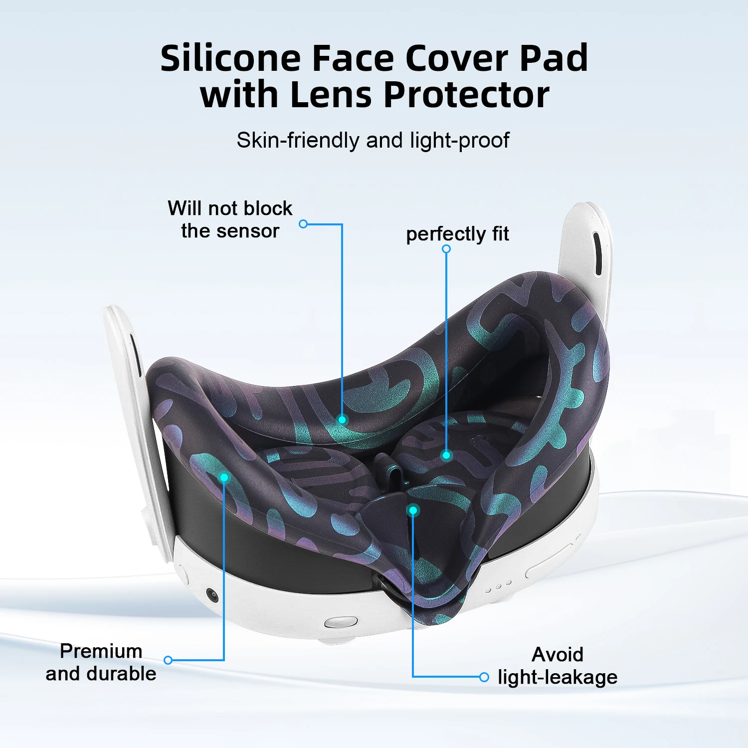Colohas Silikon-Schutzhüllen-Set für Meta Quest 3 Zubehör VR-Headset Controller-Griff Schutzabdeckung Linsenkappe Gesichtsmaske Augenmaske – Detail 7