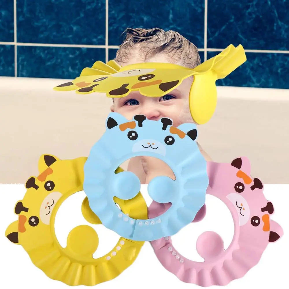 Adjustable Safe Hair Wash Hat Protect Eye Cartoon Waterproof Infant Bath Visor Hat Baby Bath Hat Head Cover Shampoo Cap
