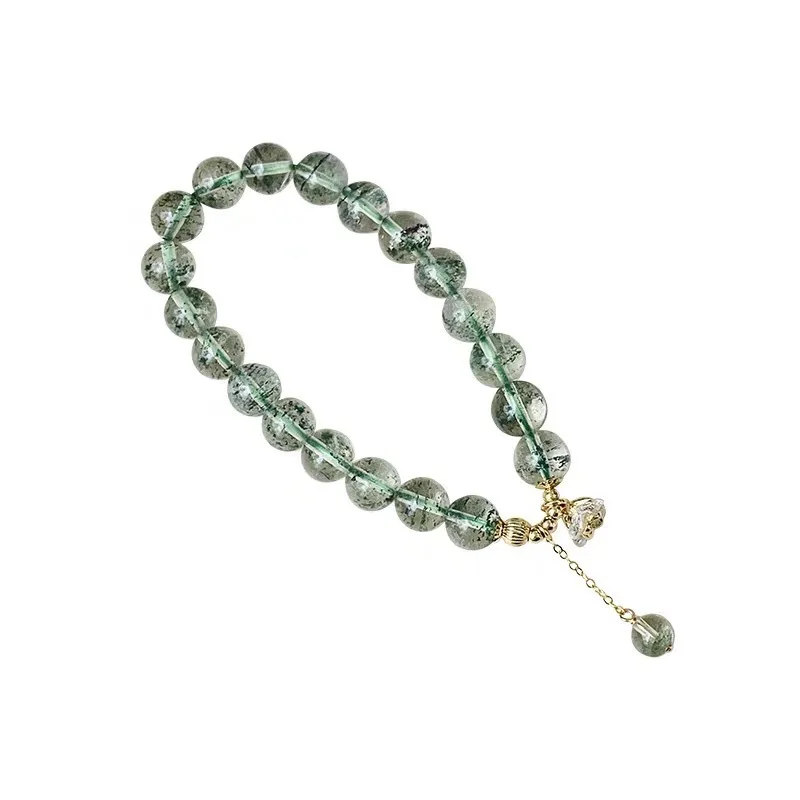 New Blossom Fortune Natural Stone Minimalist Unique Design Green Phantom Crystal Bracelet Cultural Play Festival Gift