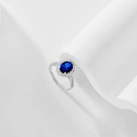 

925 Silver Ring Plated Gold With Certificated Sapphire Blue Oval Cut Cubic Zironia Moissanite Gemtones DIY Jewelry MakingFactory