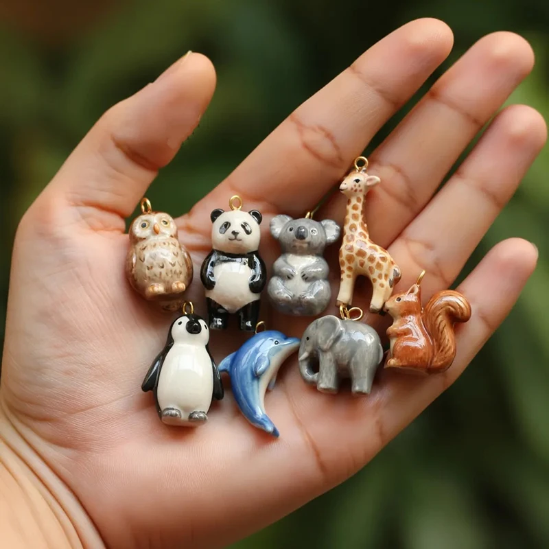 

14pcs Mix Color DIY Copper Oil-drop Panda Giraffe Shaped Pendant for Jewelry Making DIY Necklace Bracelet Accessories