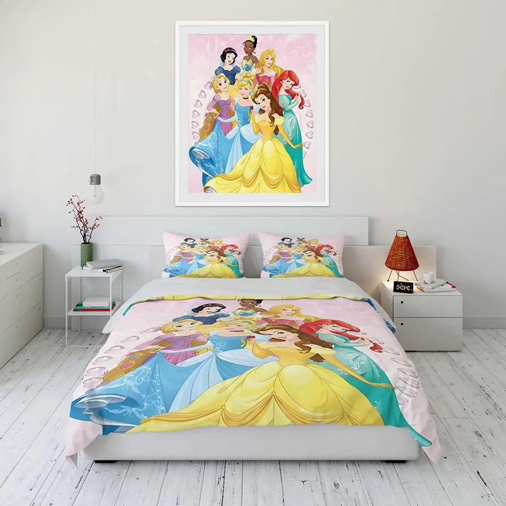 Disney Princess Cartoon Duvet Cover Bedding Set Anime Comforter Cover for Bedroom Decoration Children Birthday Gifts Full Size