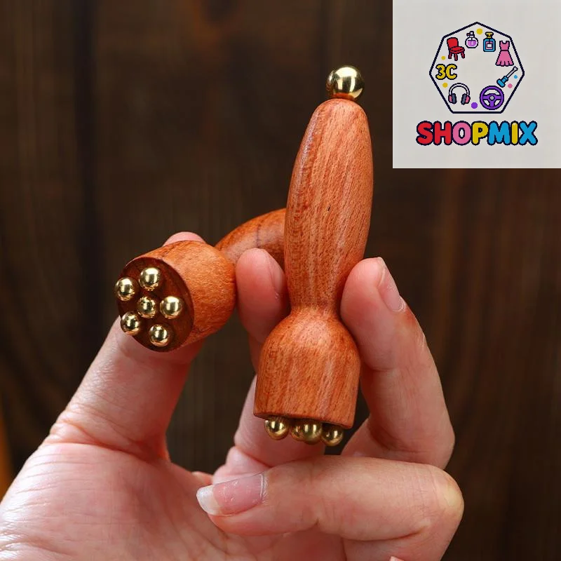 Lotus Seedpod Beauty Professional Brass & Rosewood Facial Gua Sha Tool Eye Relaxation Spot Meridians Acupoint Massage Handheld