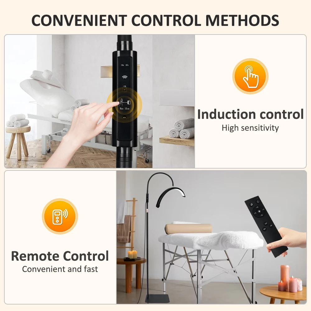 3000K-6500K 19in Gooseneck Half Moon Light 30W LED Floor Lash Lamp with Remote Control for Lashes Nail Desk Tattoo Estheticians