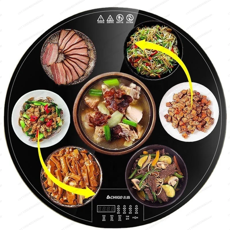

Multi-functional Household Thermostat HD Touch Control Hot Plate Household Round Food Heating Table Rotatable Heating Plate