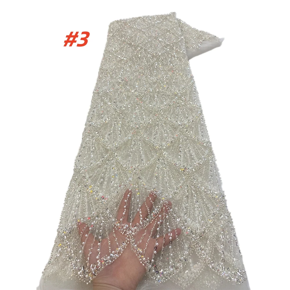 أقمشة الدانتيل الترتر الأفريقي 5 ياردات جودة عالية الفرنسية النيجيري العريس مطرز أقمشة الدانتيل لفستان الخياطة حفل زفاف #4