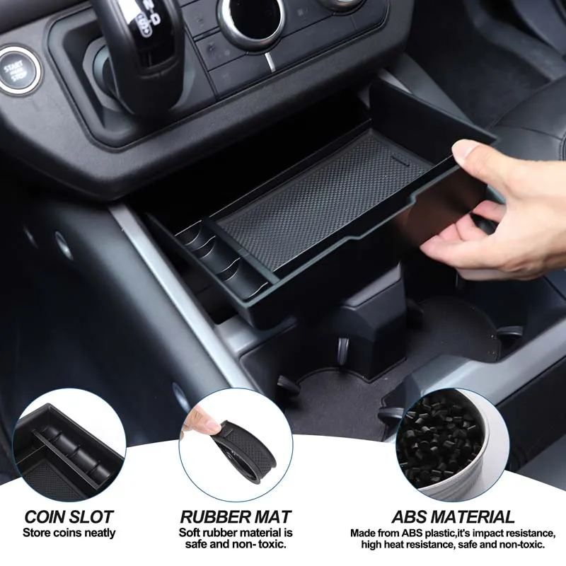 

For Land Rover Defender 90 110 130 2025 ABS Black Car Center Console Lower Storage Box Tray Phone Box Car Accessories