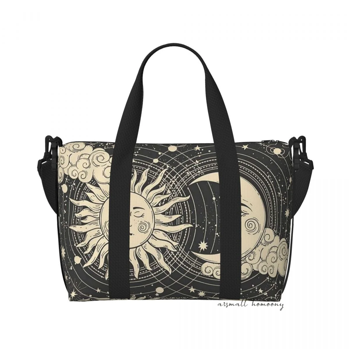 

Дорожная сумка для путешествий с изображением Солнца и Луны, персонализированные дорожные сумки с плечевым ремнем, спортивная сумка для спортзала