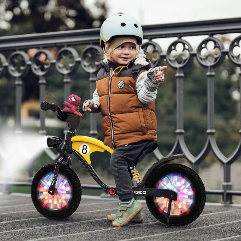 Children's Balance Car Aluminum Alloy Frame Two Wheels No Foot Sliding No Installation for Toddlers Shock Absorber Lights 2024