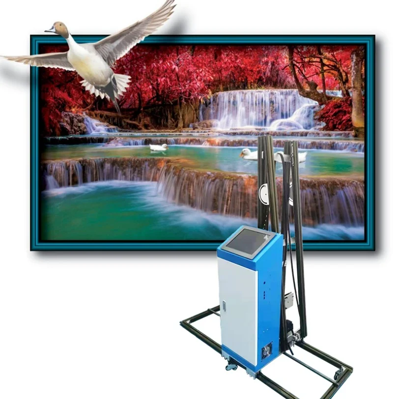 Industrial UV Wall Printer Machine Vertical 3D Inkjet Mural Painting  Hotel Lobby Restaurant Bar Wall Art Decoration Customized