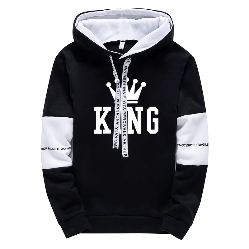 King Mens Tracksuit Printing Fashion Simplicity Hooded Sweatshirt Sweatpants Versatile Tops Daily Casual Sport Joggong Clothing