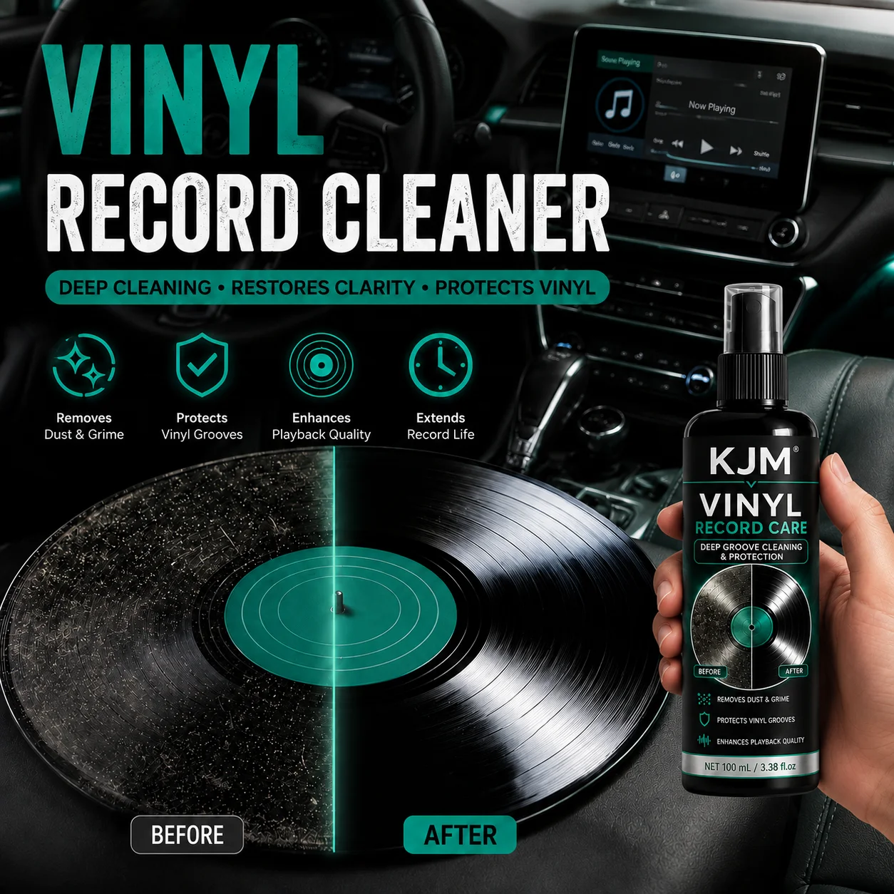 Multi-Use Deep Maintenance Spray 100ml For Vinyl Record Static Dust Elimination & Vehicle Interior Narrow Gap Dust Cleansing