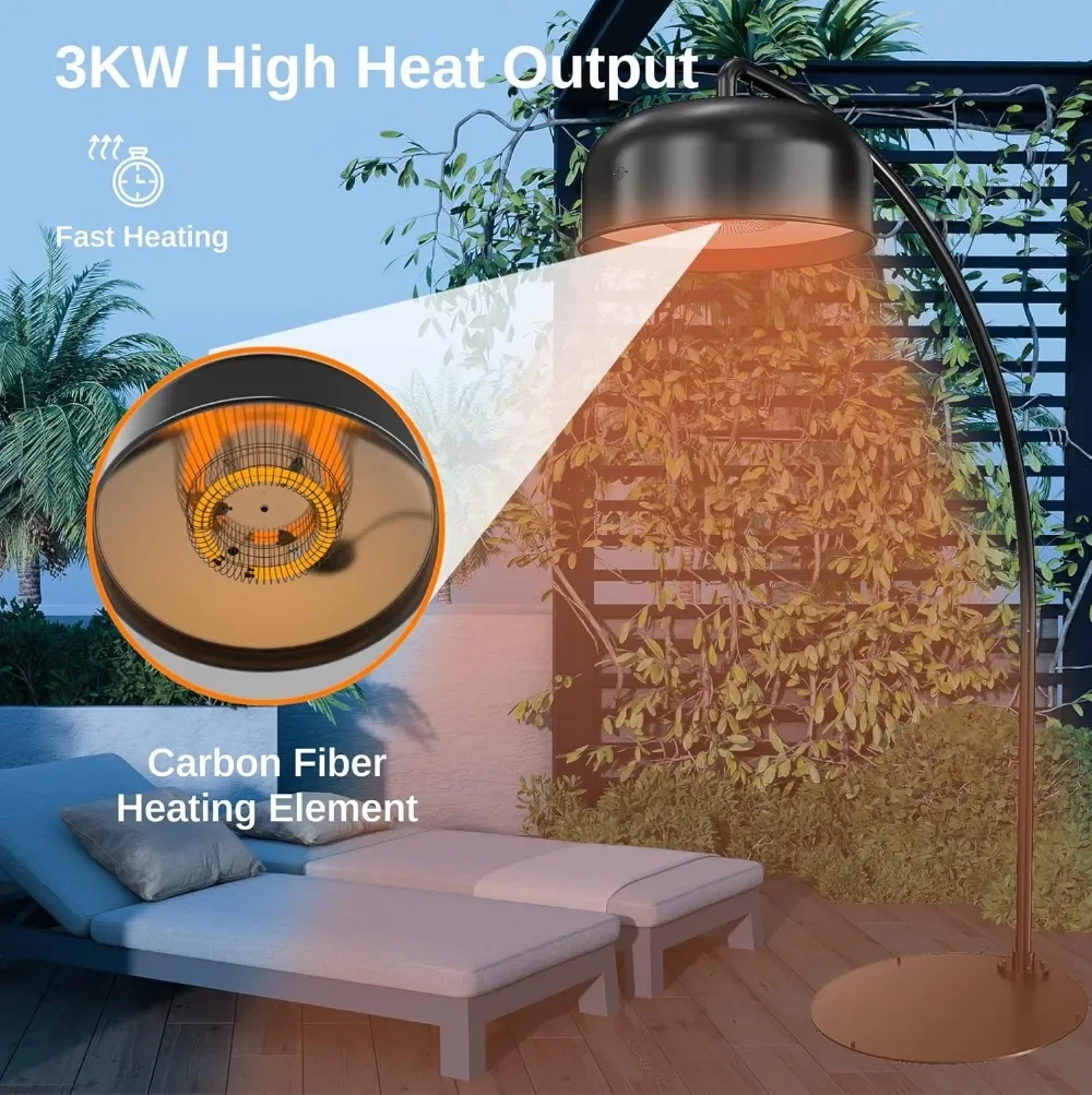 Patio Heater 3000W, Commercial Arch Outdoor Heater 3 Heat Settings, Tip-over & Overheat Protection, Instant Heat Electric Heater