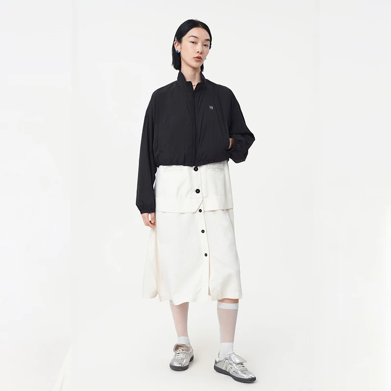 MOVEUP Casual Fashion Jacket 2026 Summer New Stand Up Collar Cat Embroidered Drawstring Hem Commuter Jacket For Women 125220710