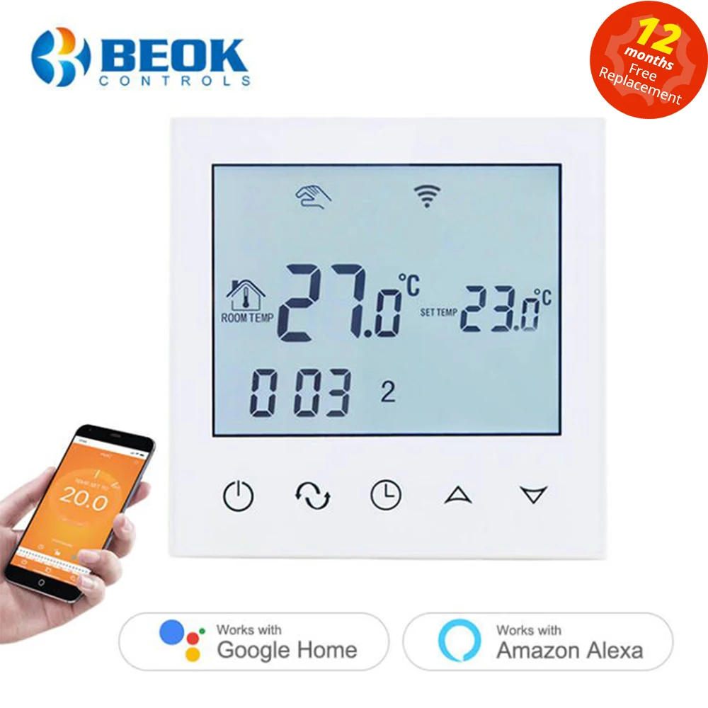 BEOK 220V Smart WIFI Heating Thermostat for Water/Electric Floor Heating Warm Floor Smart Home Control work with Google Alexa