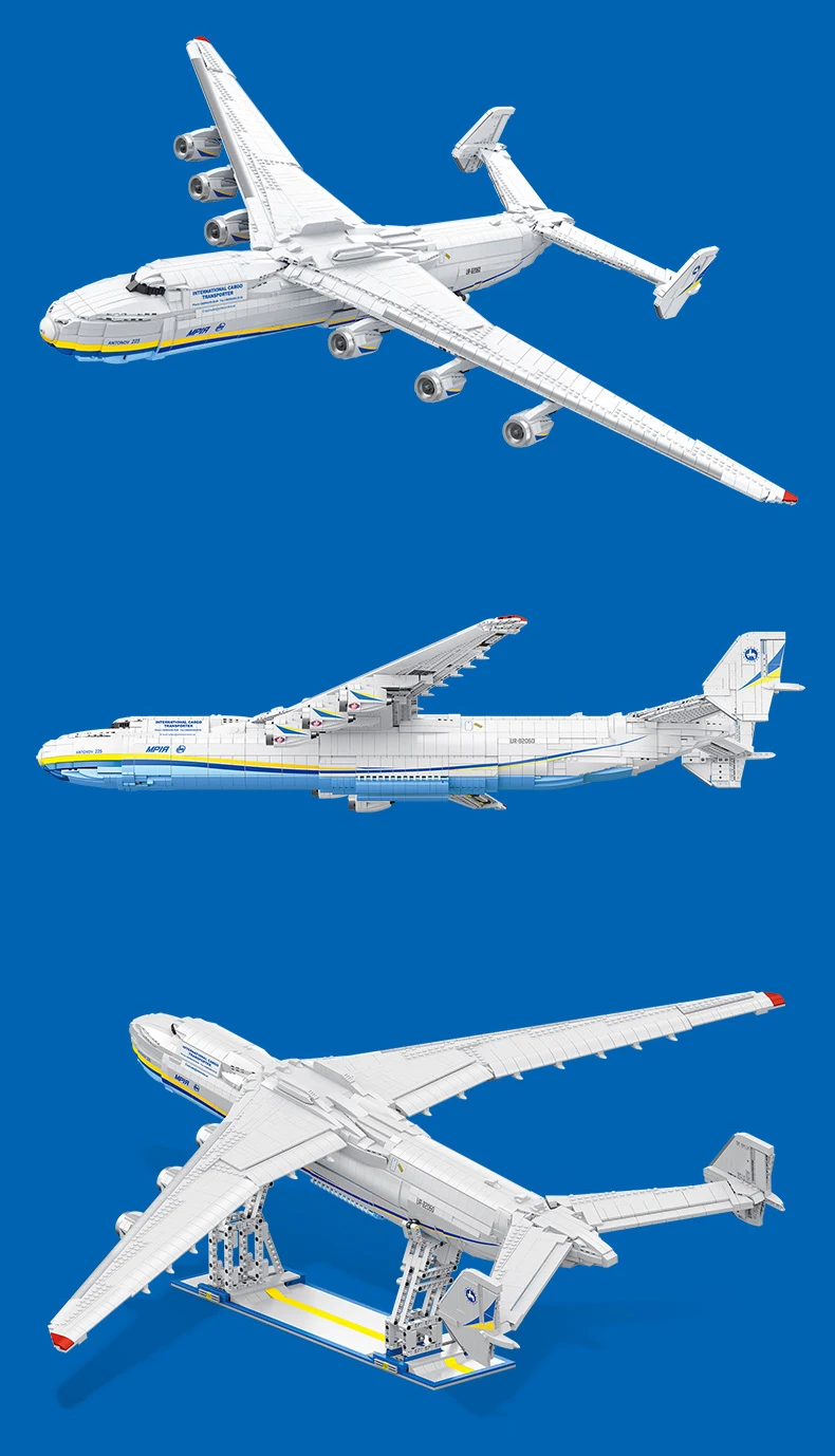 1:84 Maßstab Modernes Fahrzeug An-225 Militär-Transportflugzeug Baustein Sowjetisches Flugzeugmodell Konstruktions-Bausteine Spielzeug – Detail 10