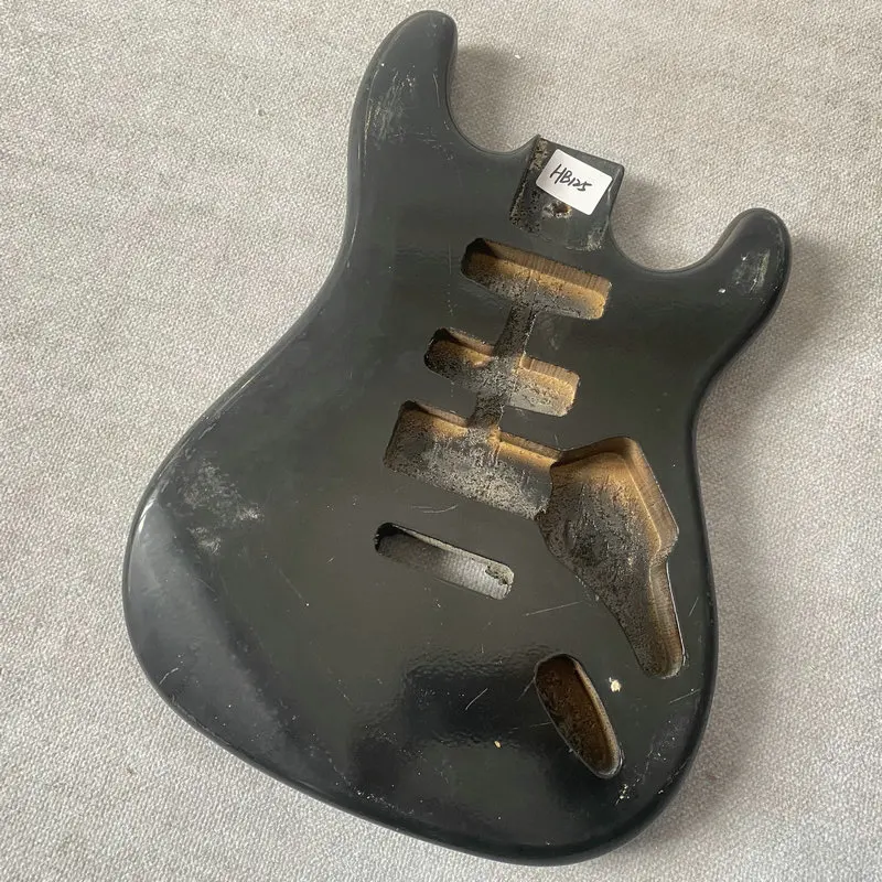 Cuerpo de guitarra HB125 ST, Color negro, pastillas SSH de tilo sólido, trémolo personalizado y puentes para reemplazar DIY con daños