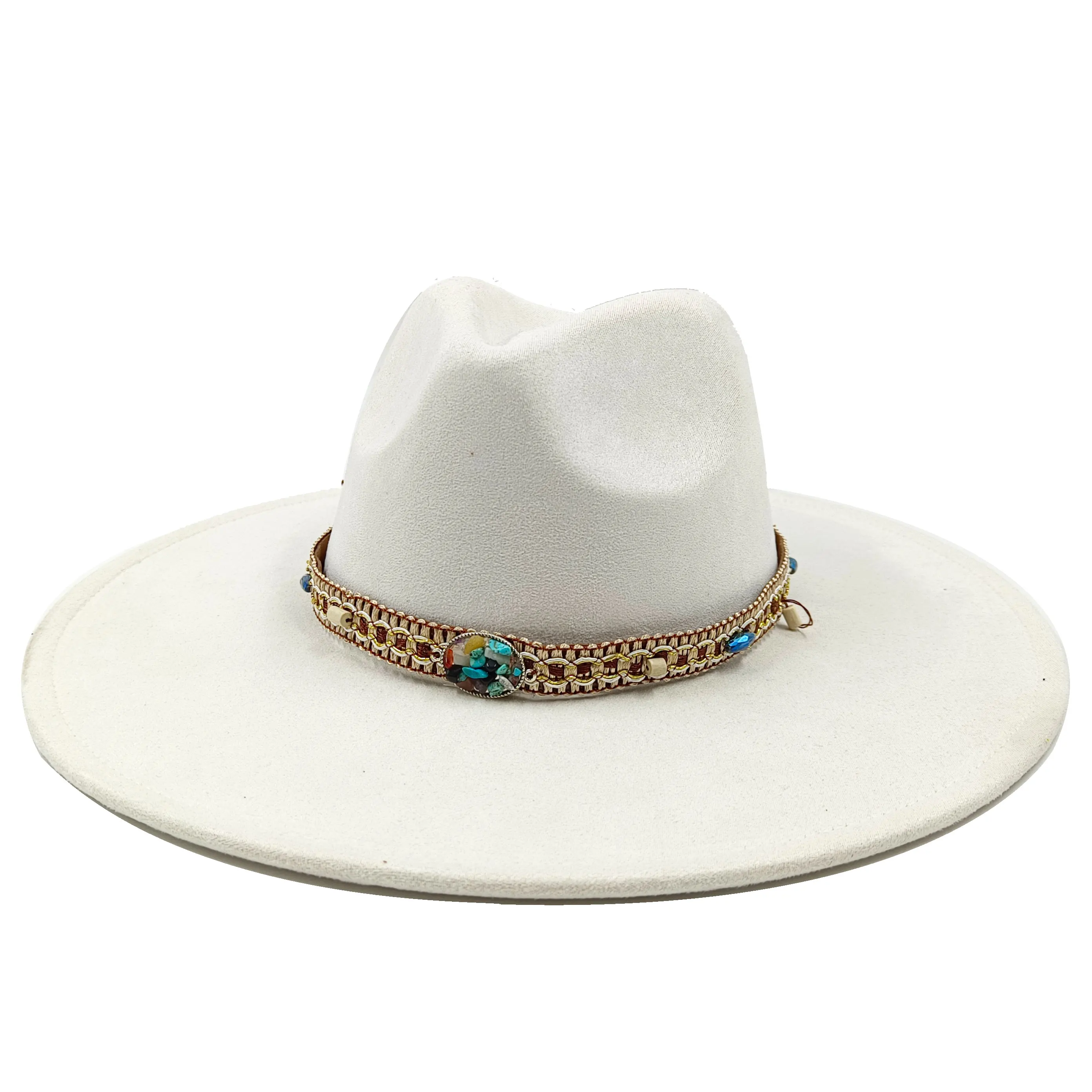 Fedora Hat 2023 New Jade Accessories Large Edge Heart Top 9.5 cm brim Fashion Top Hat Unisex Suede Jazz hat Женская шляпа  image 6