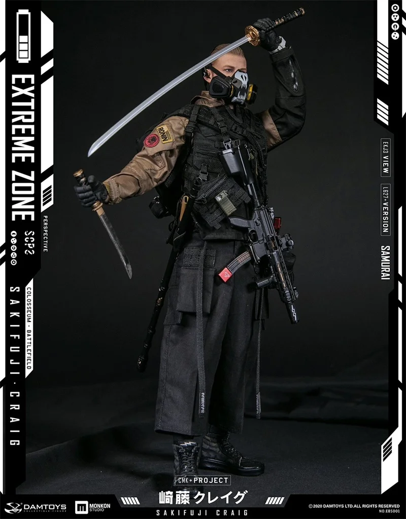 DAMTOYS DAM 1/6 EBS001 Extreme Zone Sakifuji Craig Warrior Battle Long Short Sword Dagger PVC Material For Body Doll Action