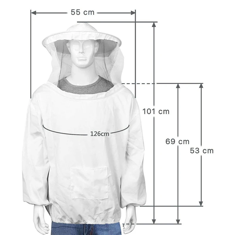 Beekeeping Protective Jacket Smock Suit Bee Keeping Sleeve Beekeeper Breathable Clothes Clothing Veil Dress With Hat Equip Suit