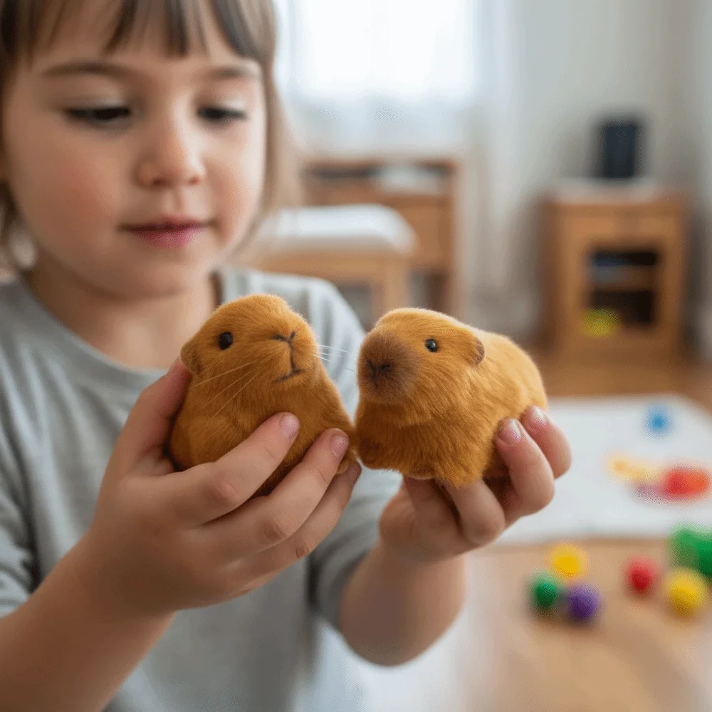 프리미엄 귀여운 동물 시뮬레이션 퍼 카피바라 정교한 실물 같은 카피바라 부드러운 동물 피규어 모델 선물