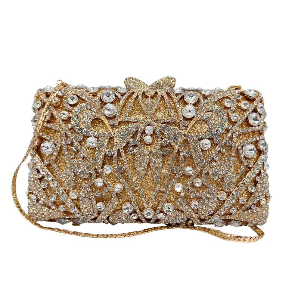 

Rhinestone bag hollow metal crystal evening bag handmade diamond bag ladies handbag