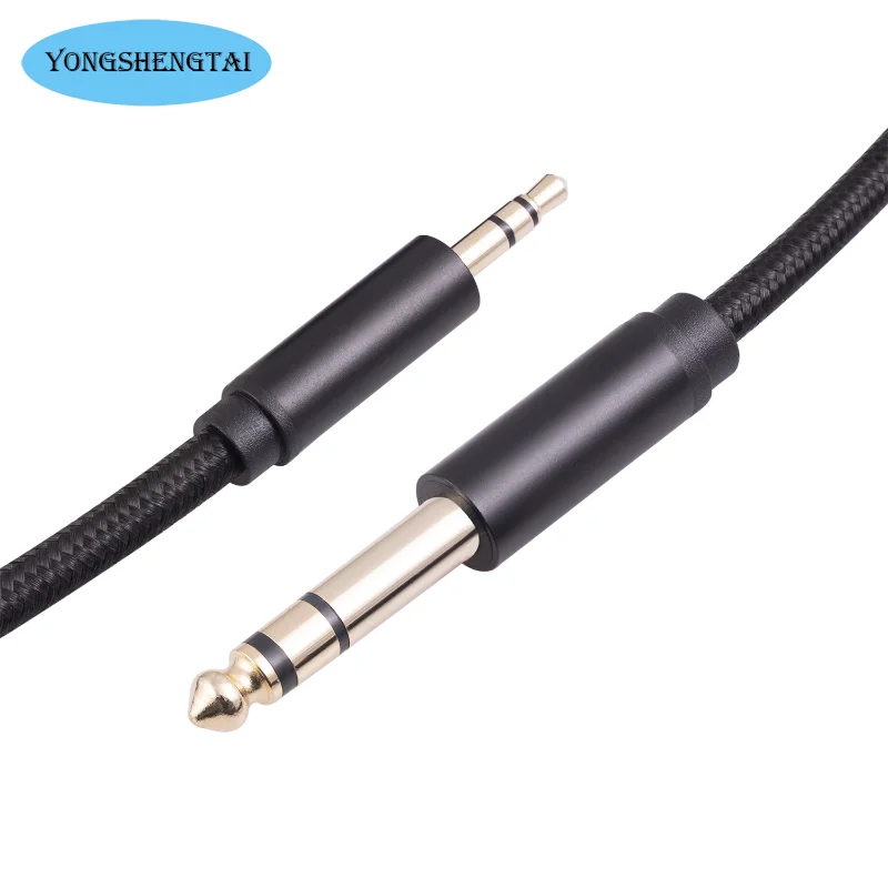 Nueva carcasa de Metal chapado en oro cabeza 3,5mm Revolution 6,35mm cuerpo público sonido teléfono móvil amplificador de potencia mezclador Cable de Audio